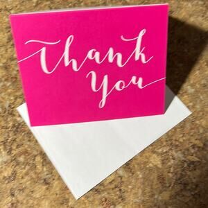 Thank You Hot Pink Blank Note Cards with White Envelopes - Set of 15  NEW